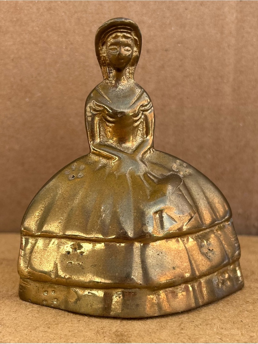 Vintage Brass Figurine Bell — Victorian Lady
